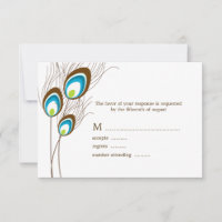Teal Peacock Feathers RSVP Cards