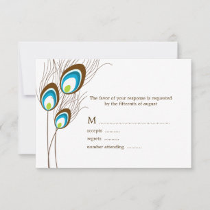 Teal Peacock Feathers RSVP Cards