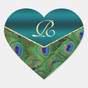 Teal  Peacock Monogram Envelope Seal