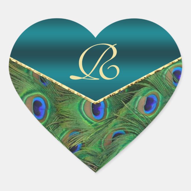 Teal  Peacock Monogram Envelope Seal (Front)