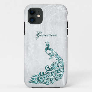 Teal Peacock Personalised Case-Mate iPhone Case
