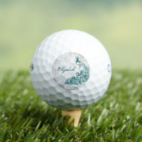 Teal Peacock Personalised Golf Balls