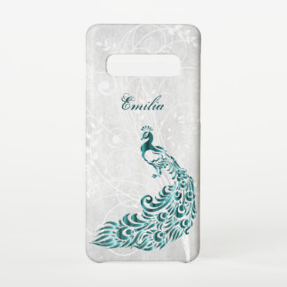 Teal Peacock Personalised Samsung Galaxy Case