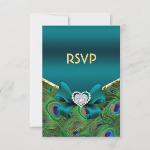 Teal Peacock RSVP Card