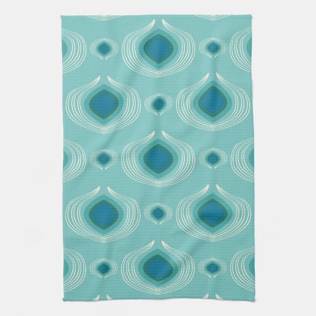 Teal Peacock Tea Towel (Vertical)