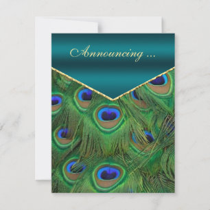 Teal Peacock Wedding Announcement