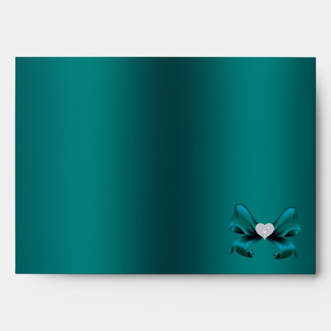 Teal Peacock Wedding Envelope (Front)