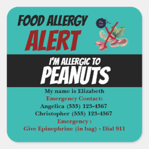 Teal Peanut Food Allergy Alert Warning Label