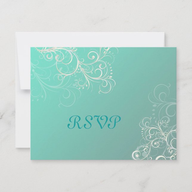 Teal/Pearl swirls RSVPs require 5x7 invitations (Front)