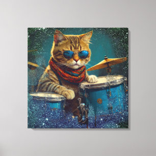 *~* TEAL Percussionist Cool Cat AP91 DRUMMER Canvas Print