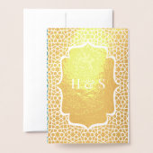 Teal Persian Gold Foil Muslim Wedding Invitation (Back With Envelope)