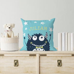 Teal   Personalised Monster Cushion