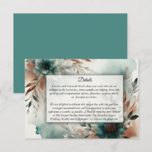 Teal Petals in Bronze Bloom Wedding Enclosure Card