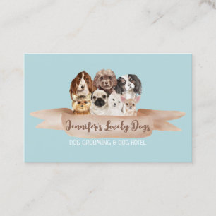 Teal Petsitter Dogs Groomer Small Breeds Business Card
