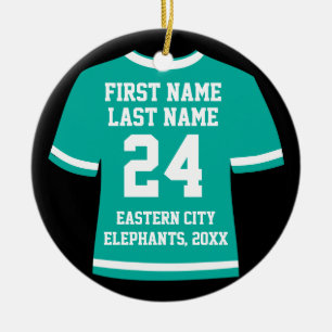 Teal Photo Football Soccer Hockey Sports Jersey Ceramic Ornament