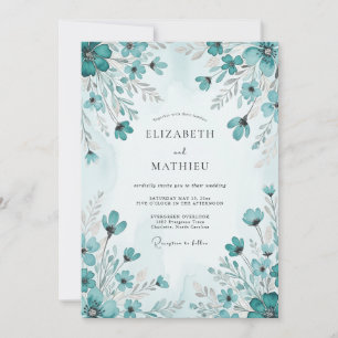 Teal Picturesque Spring Wedding Invitation