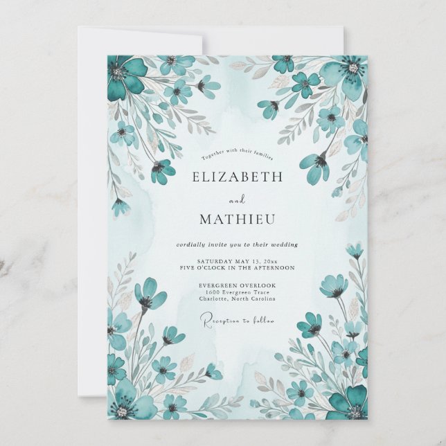 Teal Picturesque Spring Wedding Invitation (Front)