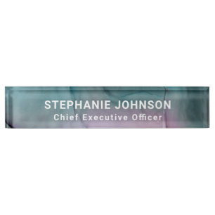 Teal Pink Abstract Alcohol Ink Entrepreneur CEO Nameplate