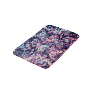 Teal, Pink, and Black Granite Marble Pattern Bath Mat