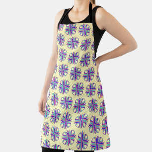 Teal-Pink-Blue Clover Ribbon by Kenneth Yoncich Apron