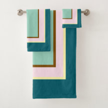 Teal Pink Brown Block Pattern