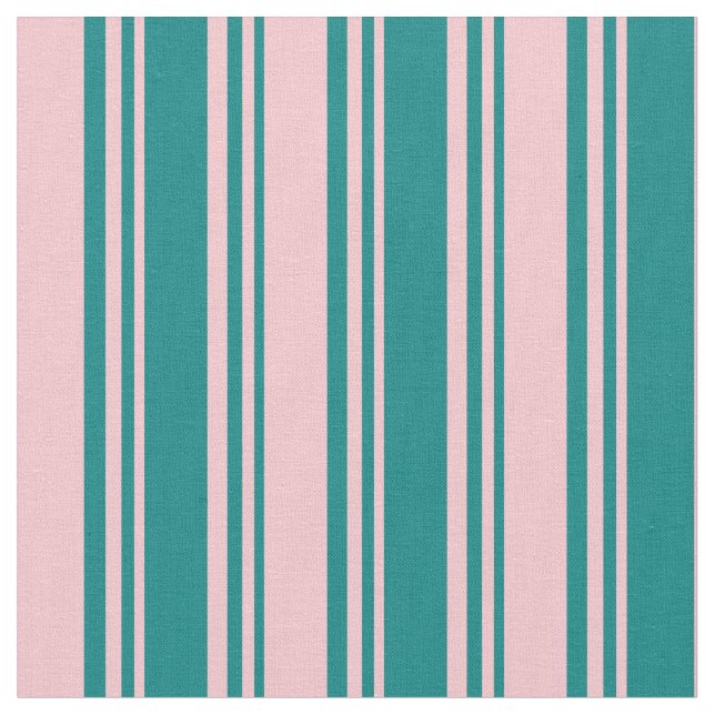 Teal & Pink Coloured Striped Pattern Fabric (Close Up)