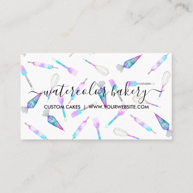 Teal Pink Glitz Bakery Chef Patisserie Business Card (Front)