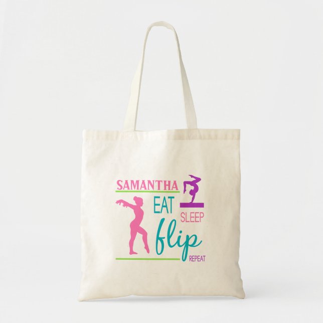 Teal Pink Green Purple Gymnastics Tote Bag (Front)