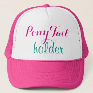 Teal Pink Modern Ponytail Holder Girly Trucker Hat