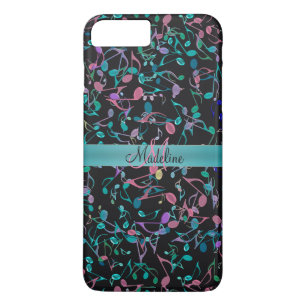Teal Pink Music Notes Personalised iPhone 7 Case