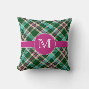 Teal & Pink Personalised Monogram Cushion