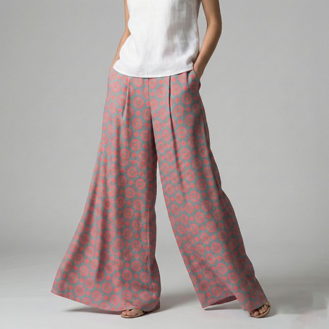 Teal Pink & Red Stylish Mosaic Geometric Pattern Fabric (Creator Uploaded)