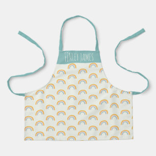 Teal Pink Yellow Rainbow Cute Simple Personalised Apron