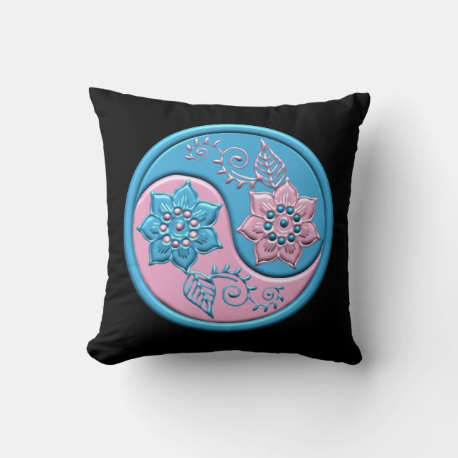 Teal & Pink Yin Yang Cushion (Front)