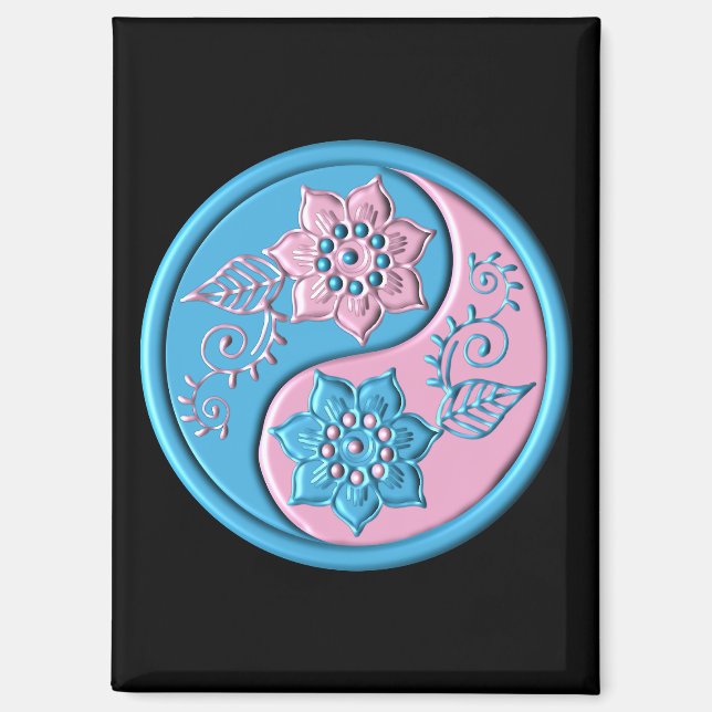 Teal & Pink Yin Yang Magnet (Front)