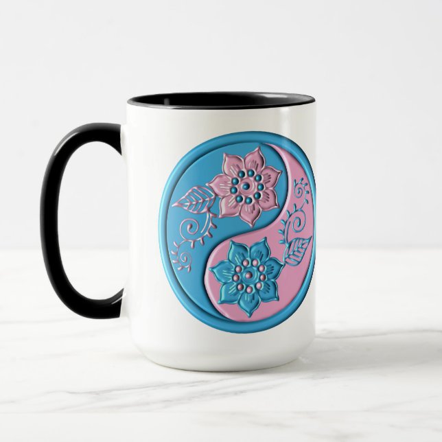 Teal & Pink Yin Yang Mug (Left)