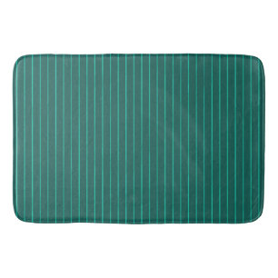 Teal pinstripes bath mat