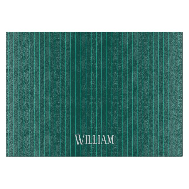 Teal pinstripes cutting board (Front)