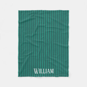Teal pinstripes fleece blanket