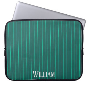 Teal pinstripes laptop sleeve