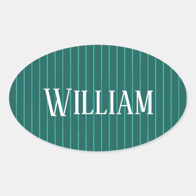 Teal pinstripes oval sticker (Front)