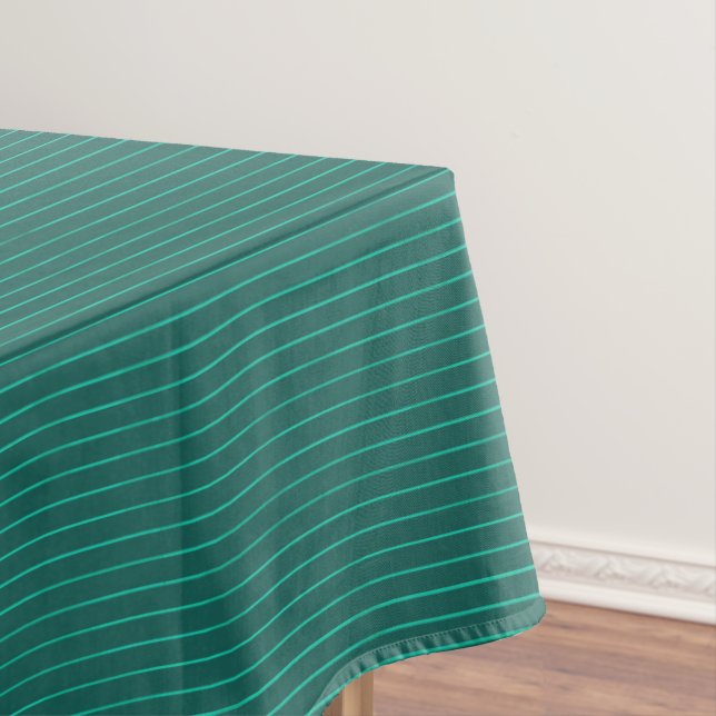 Teal pinstripes tablecloth (In Situ)