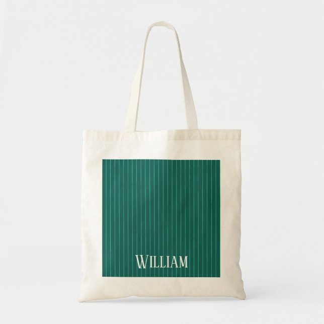 Teal pinstripes tote bag (Front)
