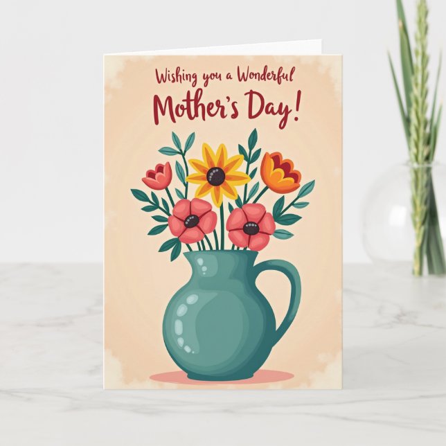 Teal Pitcher Mothers Day Card (Front)