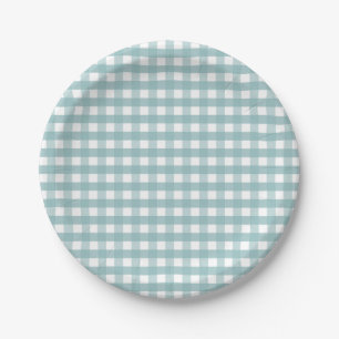 Teal Plaid Picnic Plates