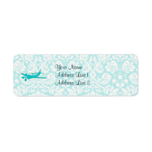 Teal Plane Return Address Label