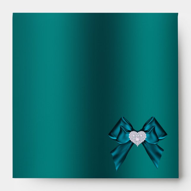 Teal Plum Peacock Envelope (Front)