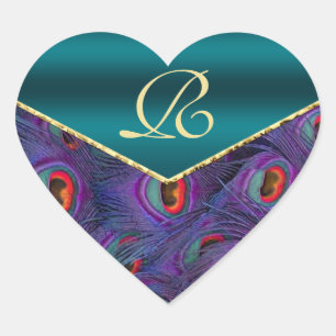 Teal  Plum Peacock Monogram Envelope Seal