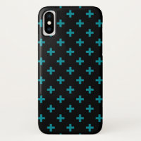 Teal polka crosses on black