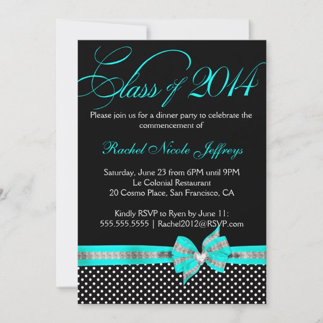 Teal Polka Dot 2014 Graduation Invitation (Front)